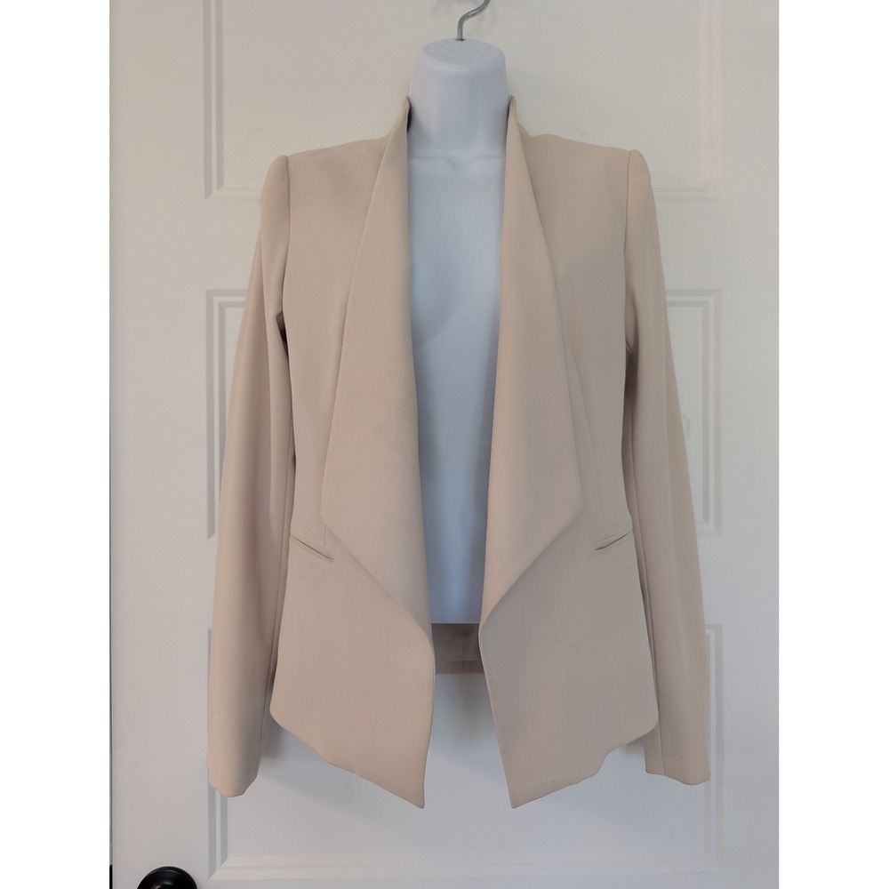 Alice + Olivia Employed Beige Draped Open Front Blazer Jacket Womens Size 2